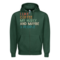 Sports Green siberian husky dog i like coffee my husky and maybe 3 people vintage d Zipper Hoodie - linhVisuals