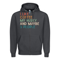 Smoke siberian husky dog i like coffee my husky and maybe 3 people vintage d Zipper Hoodie - linhVisuals