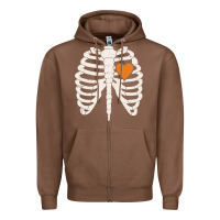 Chestnut skeleton rib case orange pumpkin heart vintage halloween anatomy costu Zipper Hoodie - linhVisuals