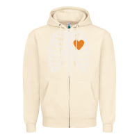 Sandshell skeleton rib case orange pumpkin heart vintage halloween anatomy costu Zipper Hoodie - linhVisuals