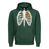 Sports Green skeleton rib case orange pumpkin heart vintage halloween anatomy costu Zipper Hoodie - linhVisuals