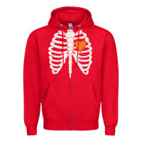 Skeleton Rib Case Orange Pumpkin Heart Vintage Halloween Anatomy Costu Zipper Hoodie | Teevron
