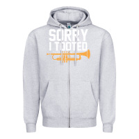 Heather Grey sorry i tooted funny trumpet player pun gift sarcastic humor quote Zipper Hoodie - linhVisuals