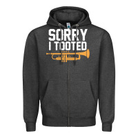 Charcoal Heather sorry i tooted funny trumpet player pun gift sarcastic humor quote Zipper Hoodie - linhVisuals