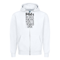 White pilates because punching people is frowned upon t shirt Zipper Hoodie - linhVisuals
