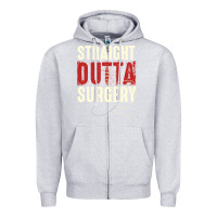 Heather Grey straight outta surgery funny get well soon gifts post surgery supporti Zipper Hoodie - linhVisuals