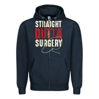 Navy straight outta surgery funny get well soon gifts post surgery supporti Zipper Hoodie - linhVisuals