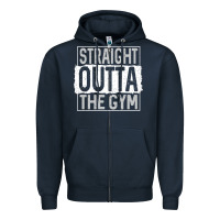 Navy straight outta the gym Zipper Hoodie - linhVisuals