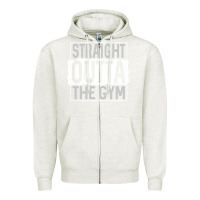 Oatmeal Heather straight outta the gym Zipper Hoodie - linhVisuals