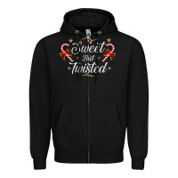 Black sweet but twisted candy cane christmas humor funny and cute gifts for Zipper Hoodie - linhVisuals