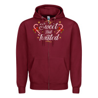 Sweet But Twisted Candy Cane Christmas Humor Funny And Cute Gifts For Zipper Hoodie | Teevron