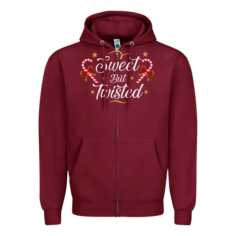 Sweet But Twisted Candy Cane Christmas Humor Funny And Cute Gifts For Zipper Hoodie by linhVisuals | Teevron