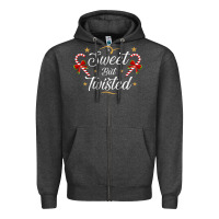 Charcoal Heather sweet but twisted candy cane christmas humor funny and cute gifts for Zipper Hoodie - linhVisuals