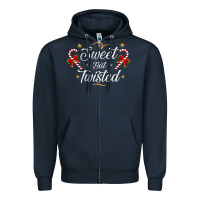 Navy sweet but twisted candy cane christmas humor funny and cute gifts for Zipper Hoodie - linhVisuals