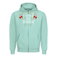 Seafoam sweet but twisted candy cane christmas humor funny and cute gifts for Zipper Hoodie - linhVisuals