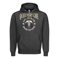 Charcoal Heather ‘Qüëënsrÿche Live To ock Zipper Hoodie - linhVisuals