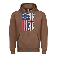 Chestnut united states with united kingdom flag mix us and uk union jack Zipper Hoodie - linhVisuals