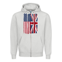 Dove Grey united states with united kingdom flag mix us and uk union jack Zipper Hoodie - linhVisuals