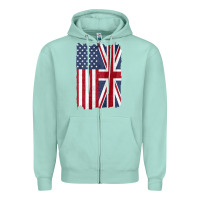 Seafoam united states with united kingdom flag mix us and uk union jack Zipper Hoodie - linhVisuals