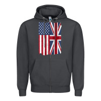 Smoke united states with united kingdom flag mix us and uk union jack Zipper Hoodie - linhVisuals