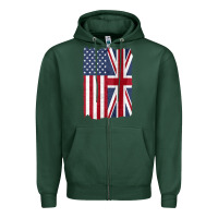Sports Green united states with united kingdom flag mix us and uk union jack Zipper Hoodie - linhVisuals