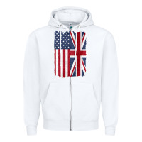 White united states with united kingdom flag mix us and uk union jack Zipper Hoodie - linhVisuals