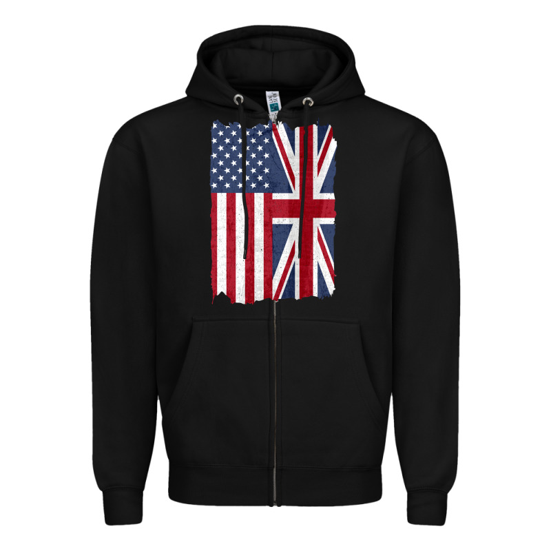 United States With United Kingdom Flag Mix Us And Uk Union Jack Zipper Hoodie by linhVisuals | Teevron