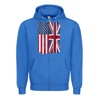 True Royal united states with united kingdom flag mix us and uk union jack Zipper Hoodie - linhVisuals