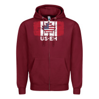 Burgundy us eh american canadian flag canada day leaf with usa flag inside Zipper Hoodie - linhVisuals