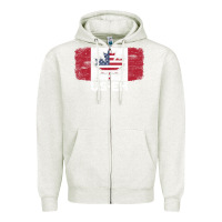 Oatmeal Heather us eh american canadian flag canada day leaf with usa flag inside Zipper Hoodie - linhVisuals