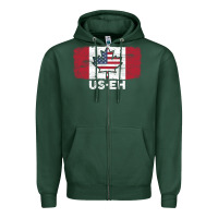 Sports Green us eh american canadian flag canada day leaf with usa flag inside Zipper Hoodie - linhVisuals