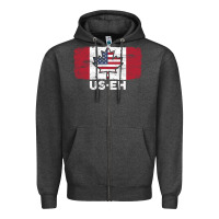 Charcoal Heather us eh american canadian flag canada day leaf with usa flag inside Zipper Hoodie - linhVisuals