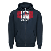 Navy us eh american canadian flag canada day leaf with usa flag inside Zipper Hoodie - linhVisuals