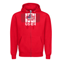 Red us eh american canadian flag canada day leaf with usa flag inside Zipper Hoodie - linhVisuals