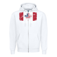 White us eh american canadian flag canada day leaf with usa flag inside Zipper Hoodie - linhVisuals
