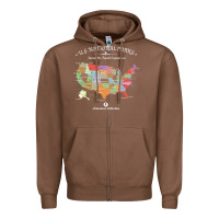 Chestnut us national parks map colorful with all 59 national parks Zipper Hoodie - linhVisuals