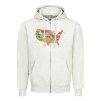 Oatmeal Heather us national parks map colorful with all 59 national parks Zipper Hoodie - linhVisuals