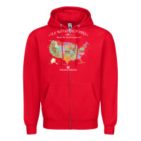 Red us national parks map colorful with all 59 national parks Zipper Hoodie - linhVisuals