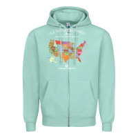 Seafoam us national parks map colorful with all 59 national parks Zipper Hoodie - linhVisuals