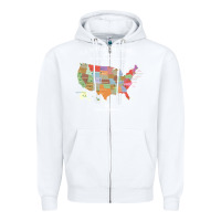 White us national parks map colorful with all 59 national parks Zipper Hoodie - linhVisuals