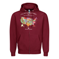 Burgundy us national parks map colorful with all 59 national parks Zipper Hoodie - linhVisuals