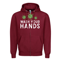 Burgundy wash your hands green germs graphic Zipper Hoodie - linhVisuals