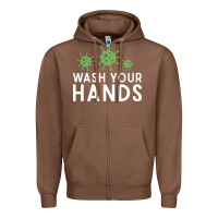Chestnut wash your hands green germs graphic Zipper Hoodie - linhVisuals