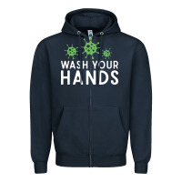 Navy wash your hands green germs graphic Zipper Hoodie - linhVisuals