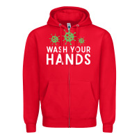 Red wash your hands green germs graphic Zipper Hoodie - linhVisuals