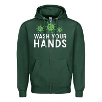Sports Green wash your hands green germs graphic Zipper Hoodie - linhVisuals
