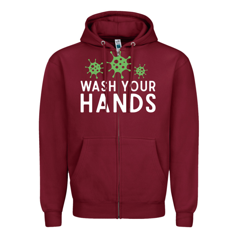 Wash Your Hands Green Germs Graphic Zipper Hoodie by linhVisuals | Teevron