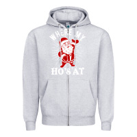 Heather Grey where my ho's at funny santa christmas pun naughty xmas humor gift Zipper Hoodie - linhVisuals