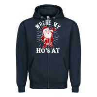 Navy where my ho's at funny santa christmas pun naughty xmas humor gift Zipper Hoodie - linhVisuals