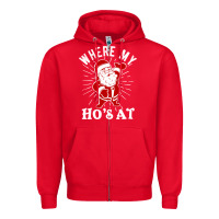 Red where my ho's at funny santa christmas pun naughty xmas humor gift Zipper Hoodie - linhVisuals